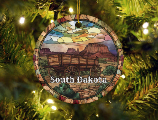South Dakota Faux Stained Glass Ornament