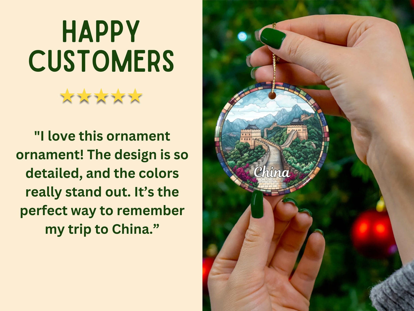 Great Wall of China Stained Glass Style Ornament
