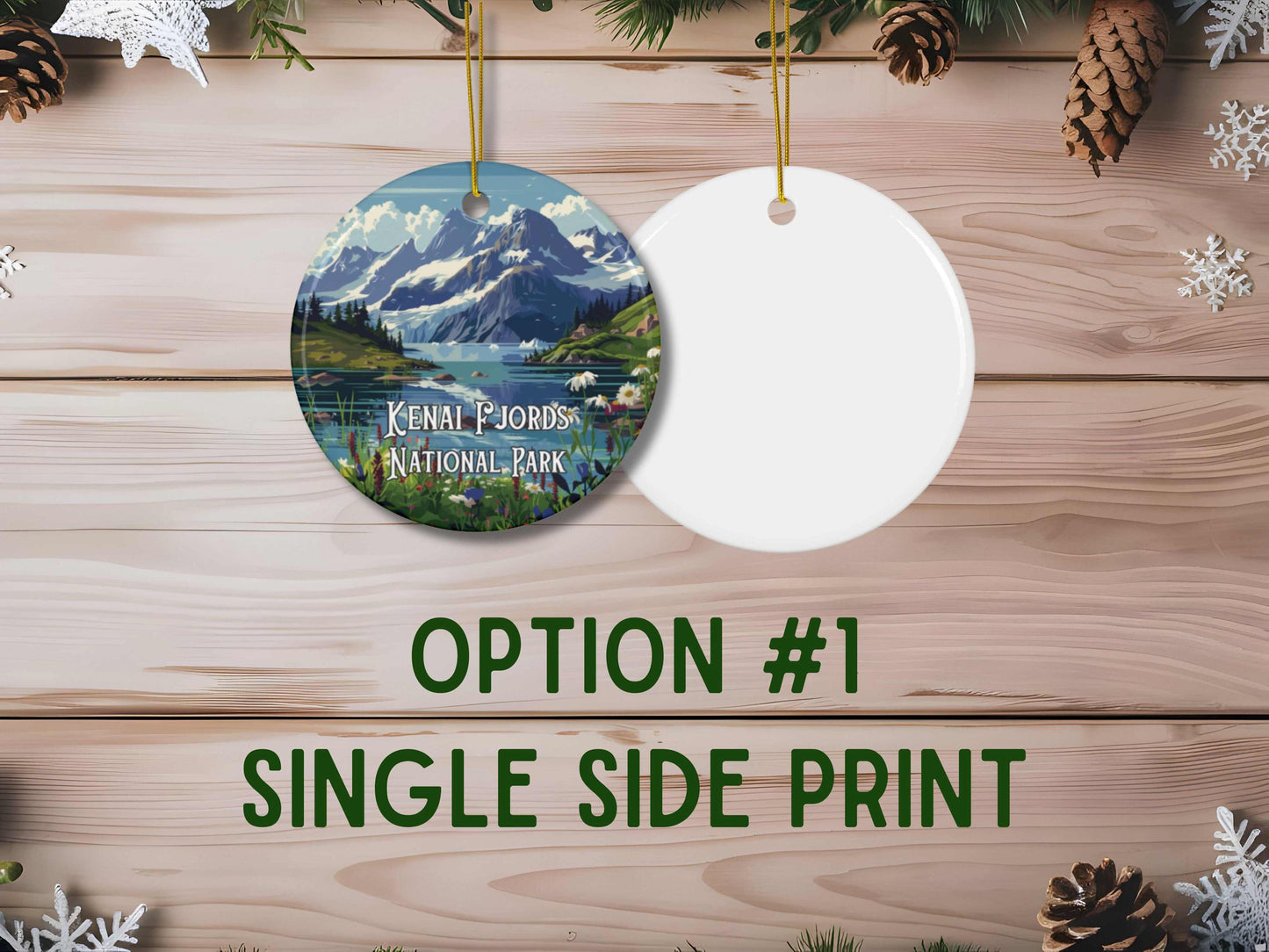 Kenai Fjords Illustrated Ornament - Alaska Holiday Decor Christmas