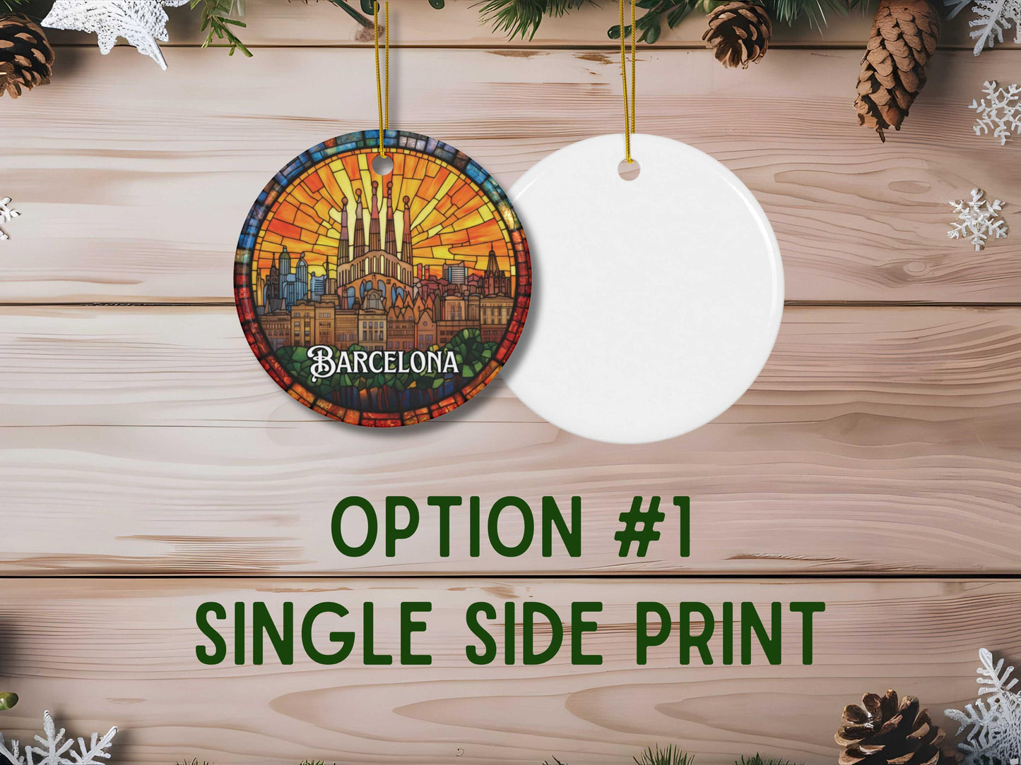 Barcelona Stained Glass Style Ornament