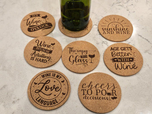 8 Pack Wine Drinking Coasters