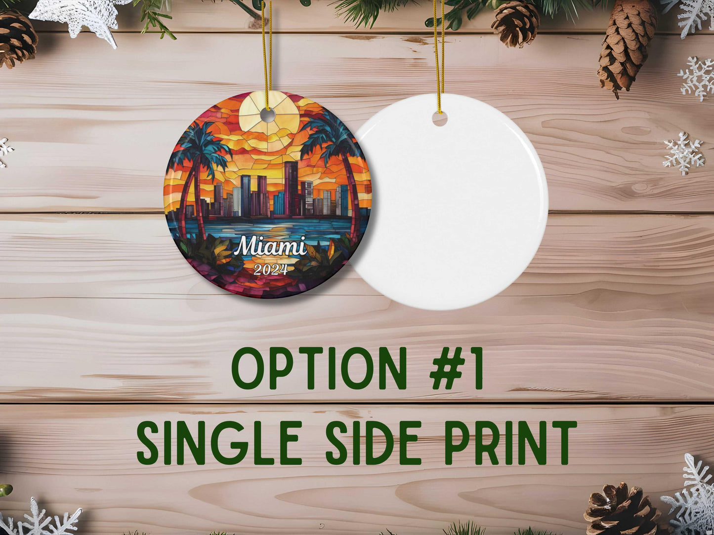 Miami Florida Stained Glass Style Christmas Ornament