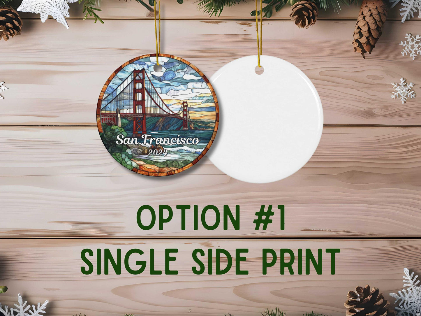 Golden Gate Bridge Stained Glass Style Ornament