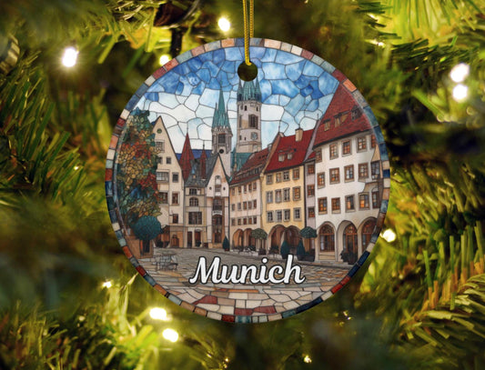 Munich Germany Stained Glass Style Ornament