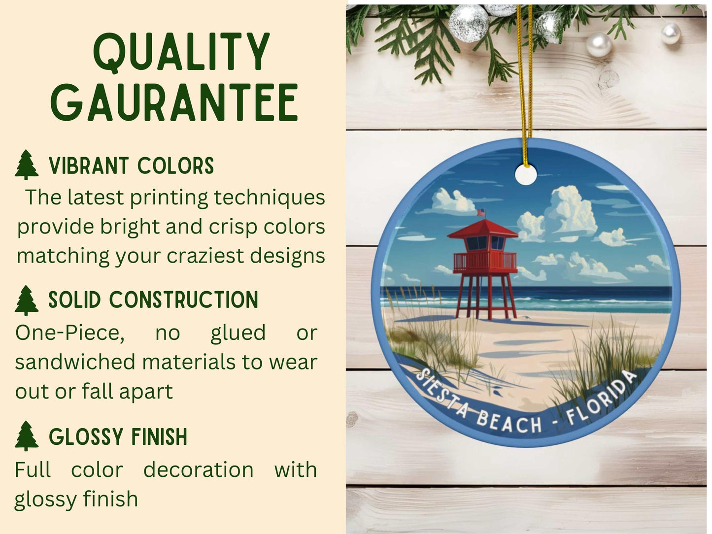 Siesta Beach Florida Ornament