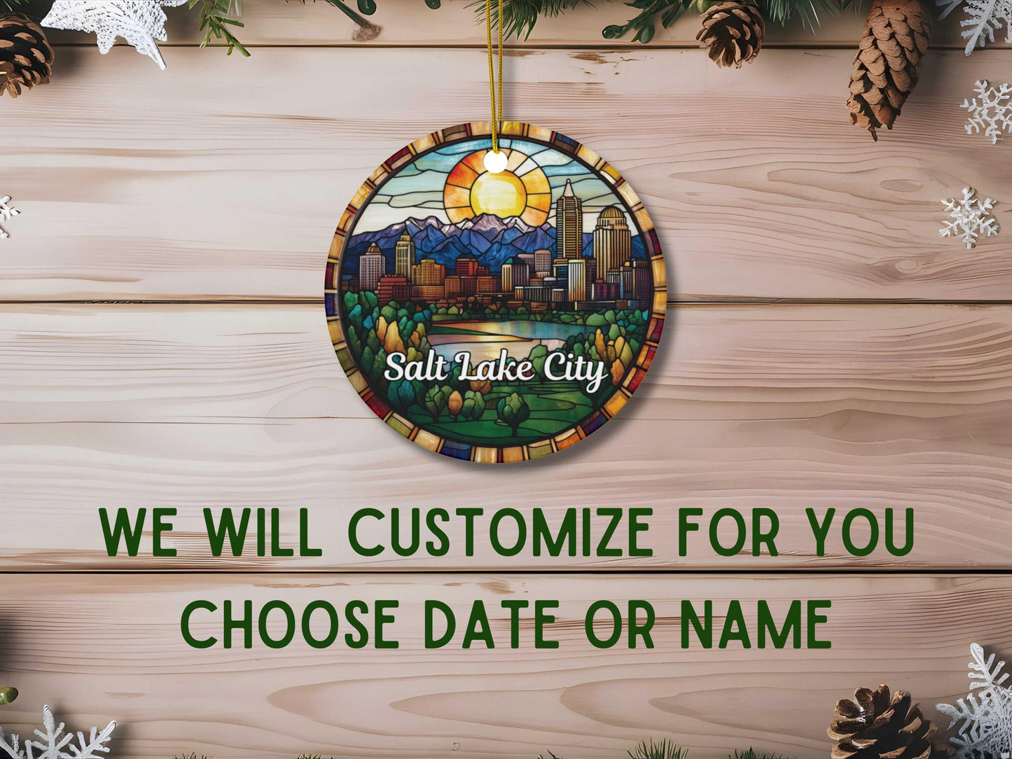 Salt Lake City Faux Stained Glass Ornament