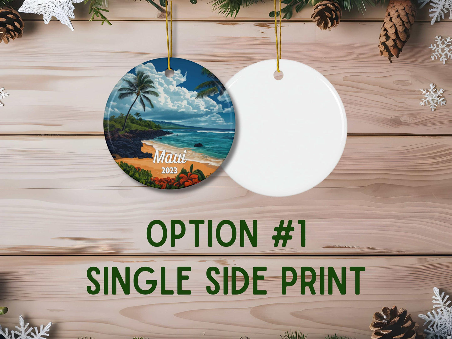 Maui Hawaii Illustrated Ornament