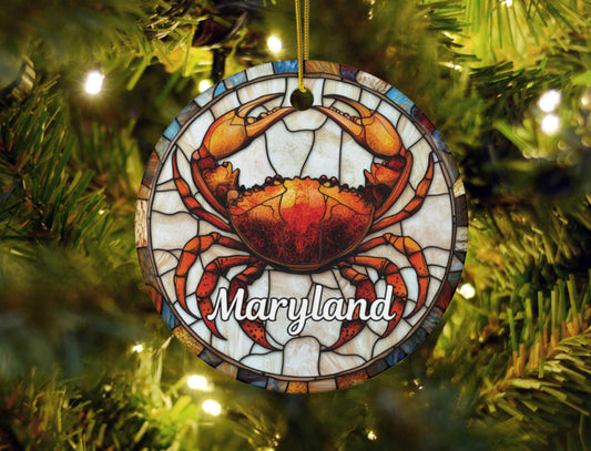 Maryland Stained Glass Style Ornament