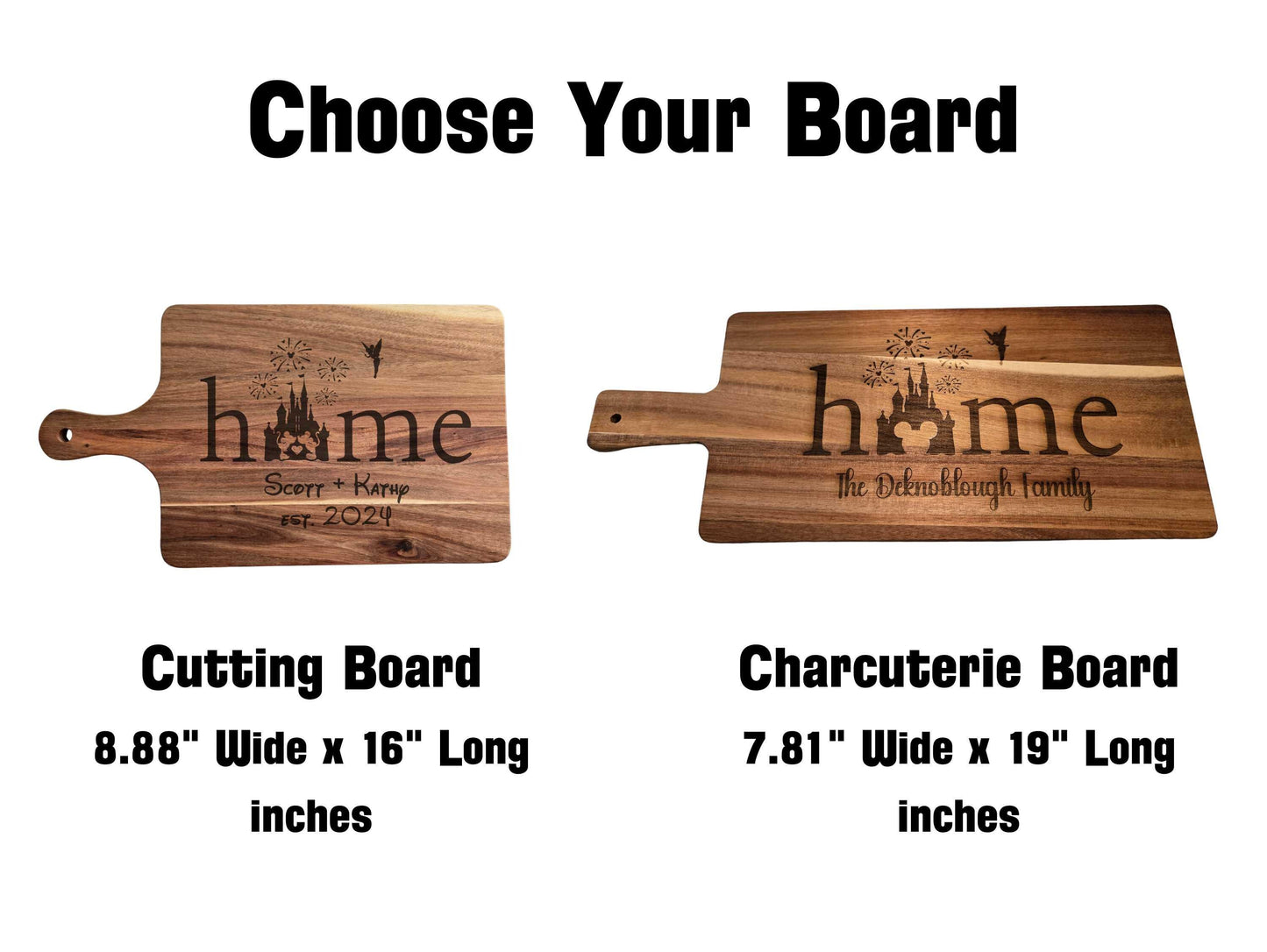 Engraved Mickey & Minnie Cutting or Charcuterie Board