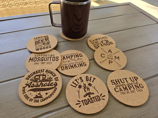 8 Pack of Funny Camping Coasters