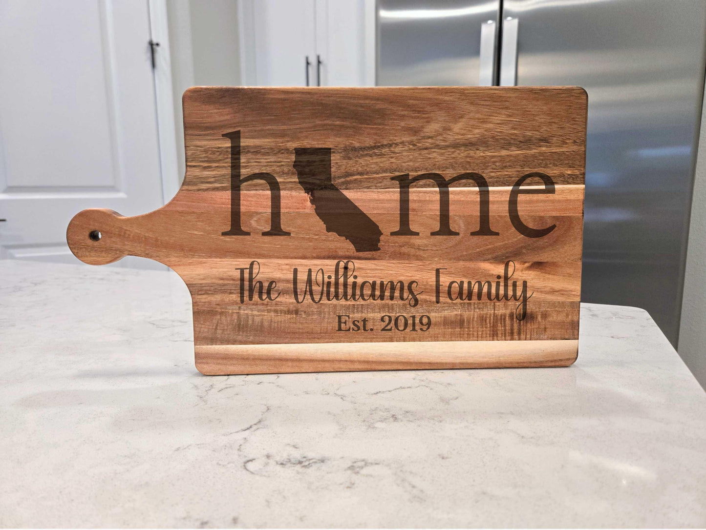 California Home Engraved Handle Cutting Board