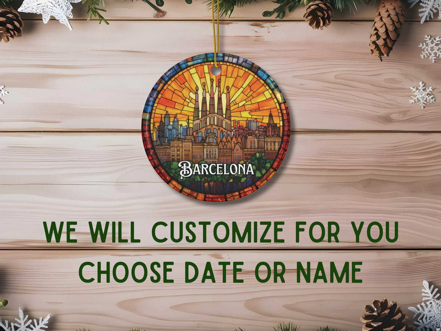 Barcelona Stained Glass Style Ornament