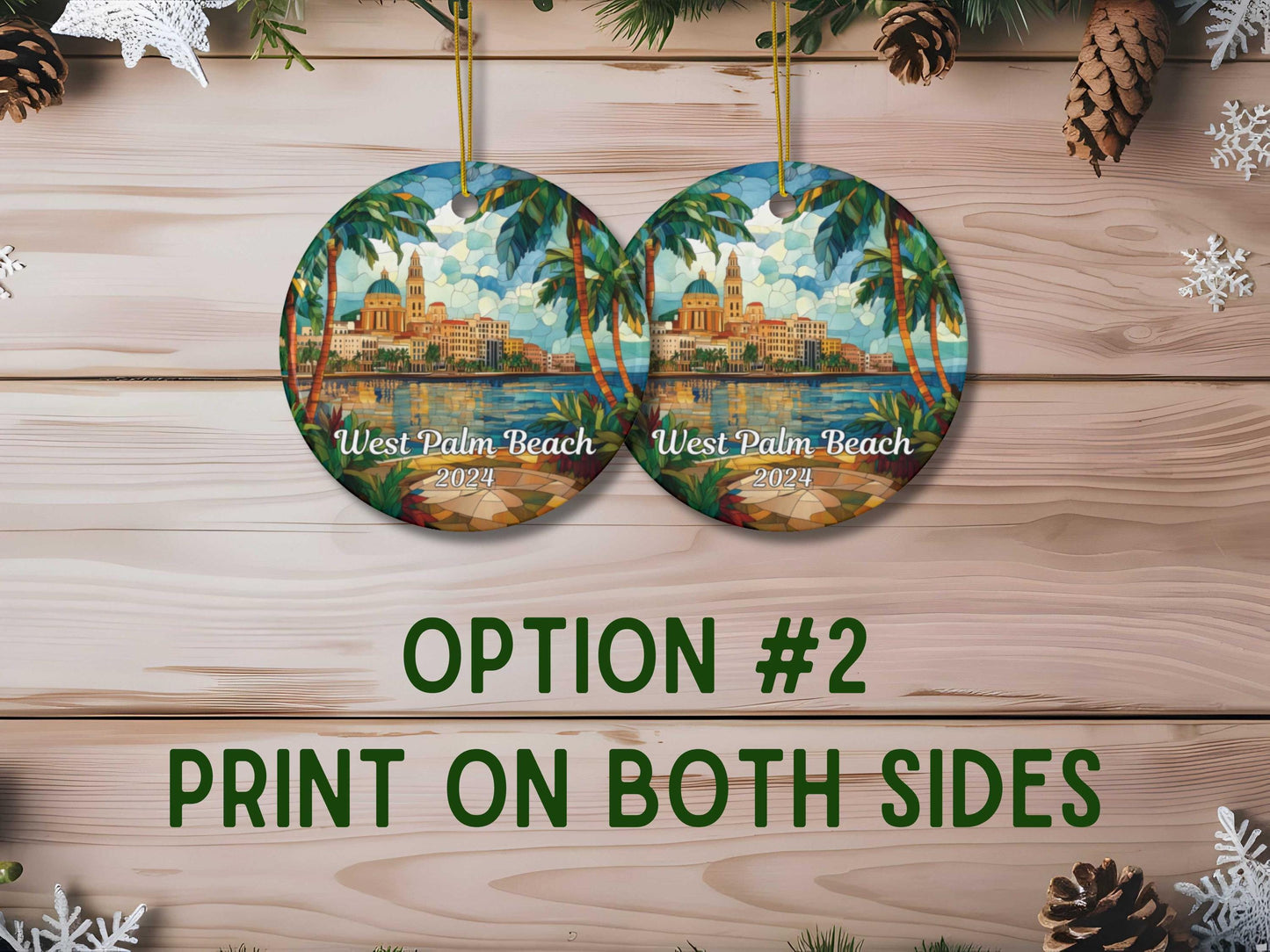 West Palm Beach Florida Stained Glass Style Christmas Ornament