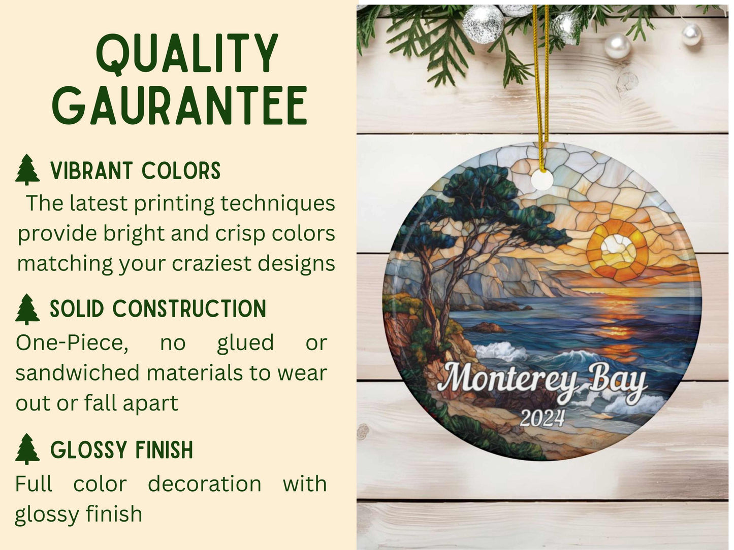 Monterey Bay Faux Stained Glass Ornament