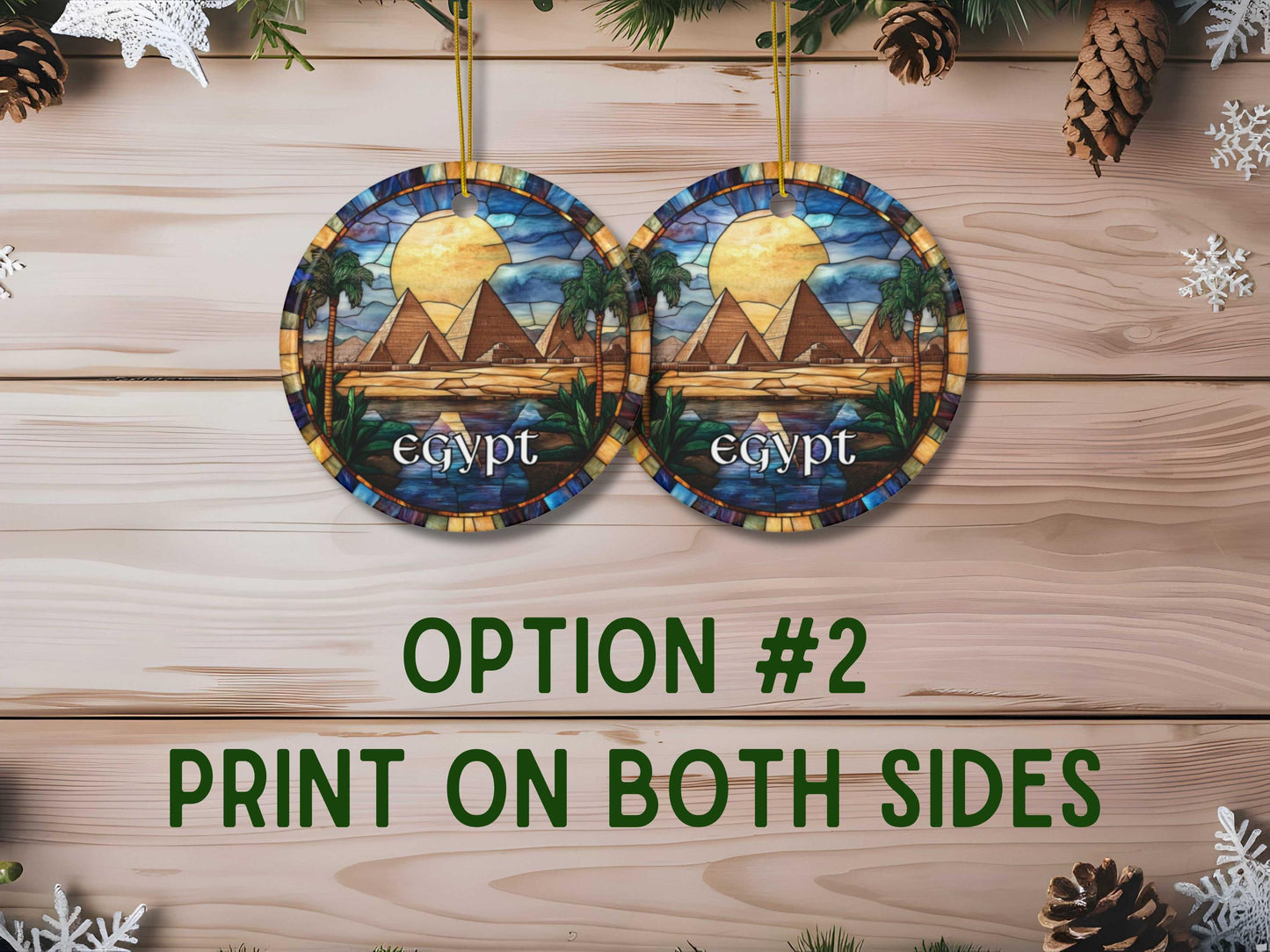 Pyramids of Giza Egypt Stained Glass Style Christmas Ornament