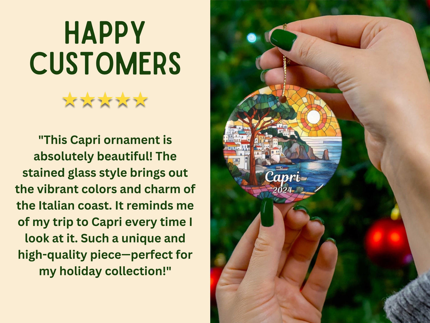 Capri Italy Faux Stained Glass Style Ornament