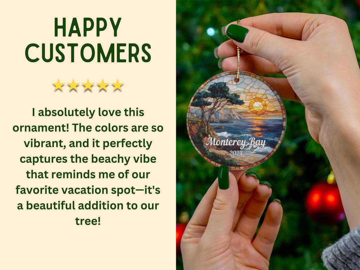 Monterey Bay Faux Stained Glass Ornament