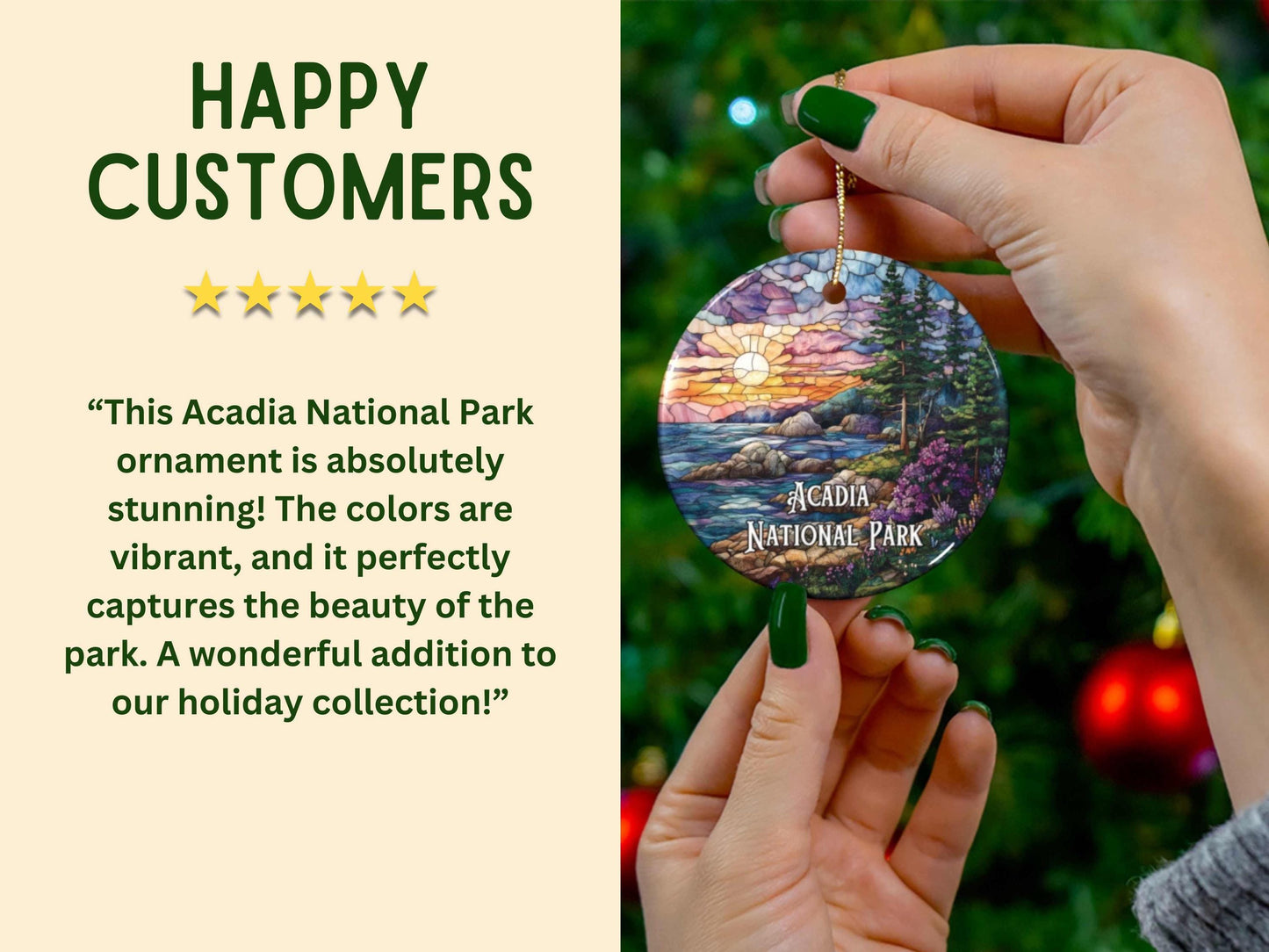 Acadia National Park Faux Stained Glass Ornament