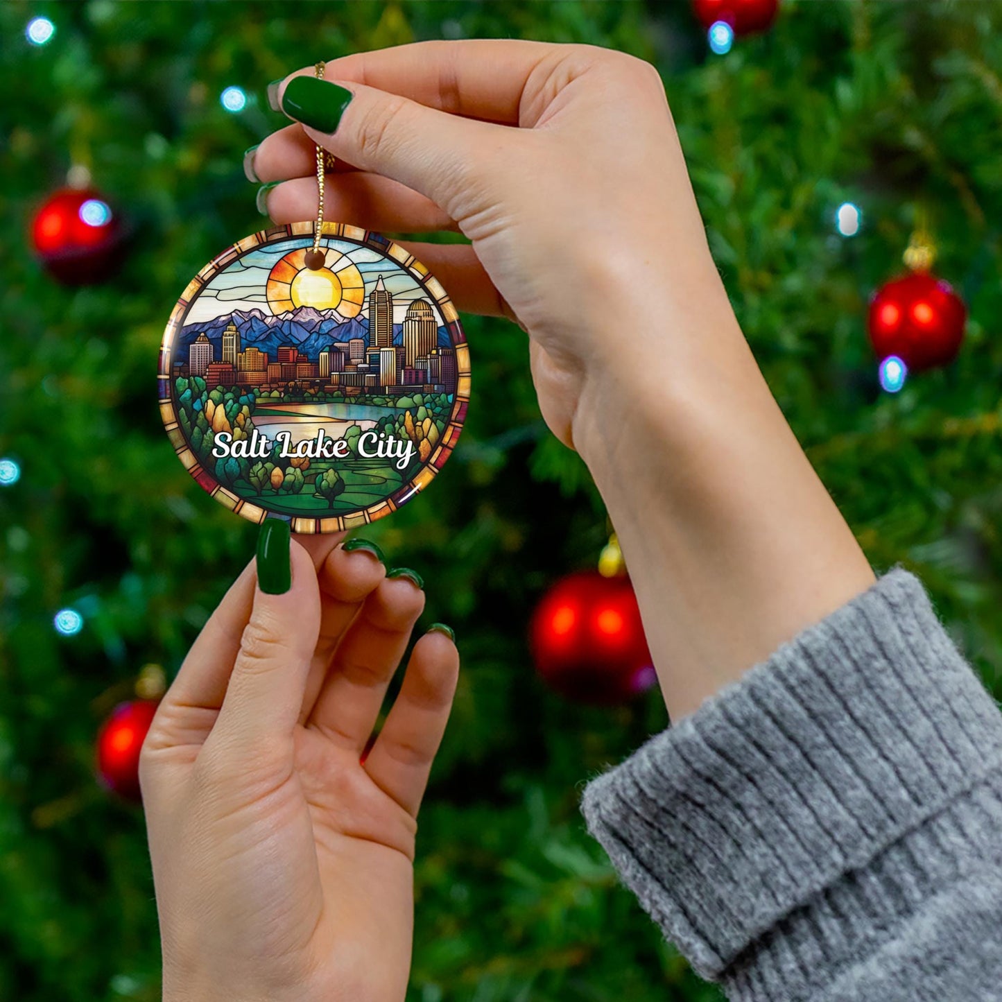 Salt Lake City Faux Stained Glass Ornament