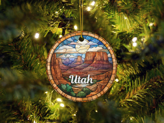 Utah Faux Stained Glass Ornament
