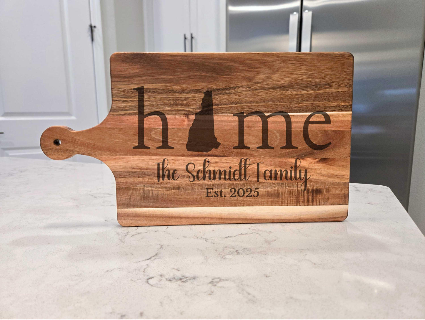 Engraved New Hampshire Handle Cutting Board