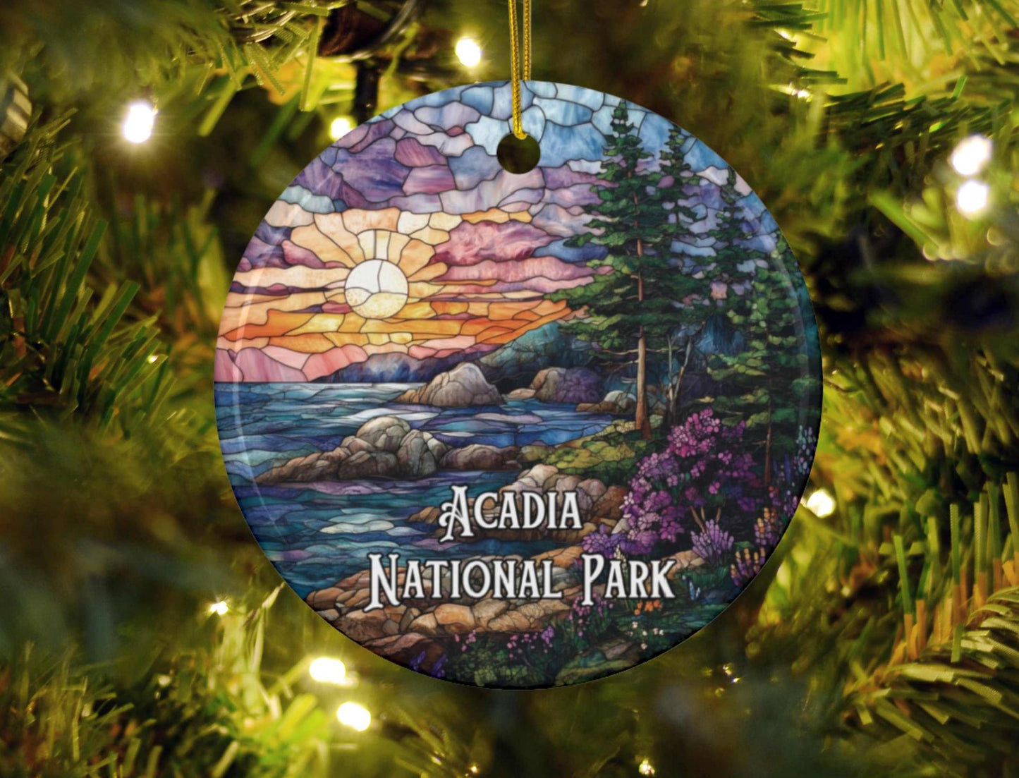 Acadia National Park Faux Stained Glass Ornament
