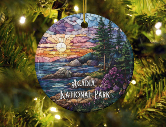 Acadia National Park Faux Stained Glass Ornament