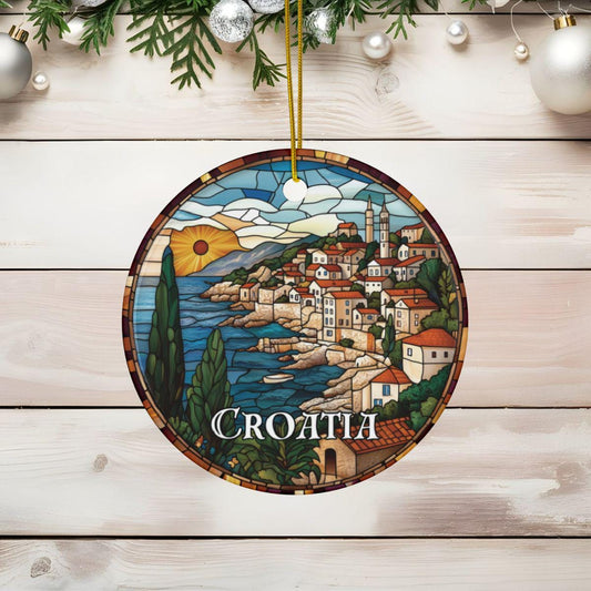 Croatia Faux Stained Glass Ornament