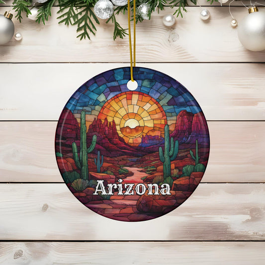 Arizona Desert Faux Stained Glass Ornament
