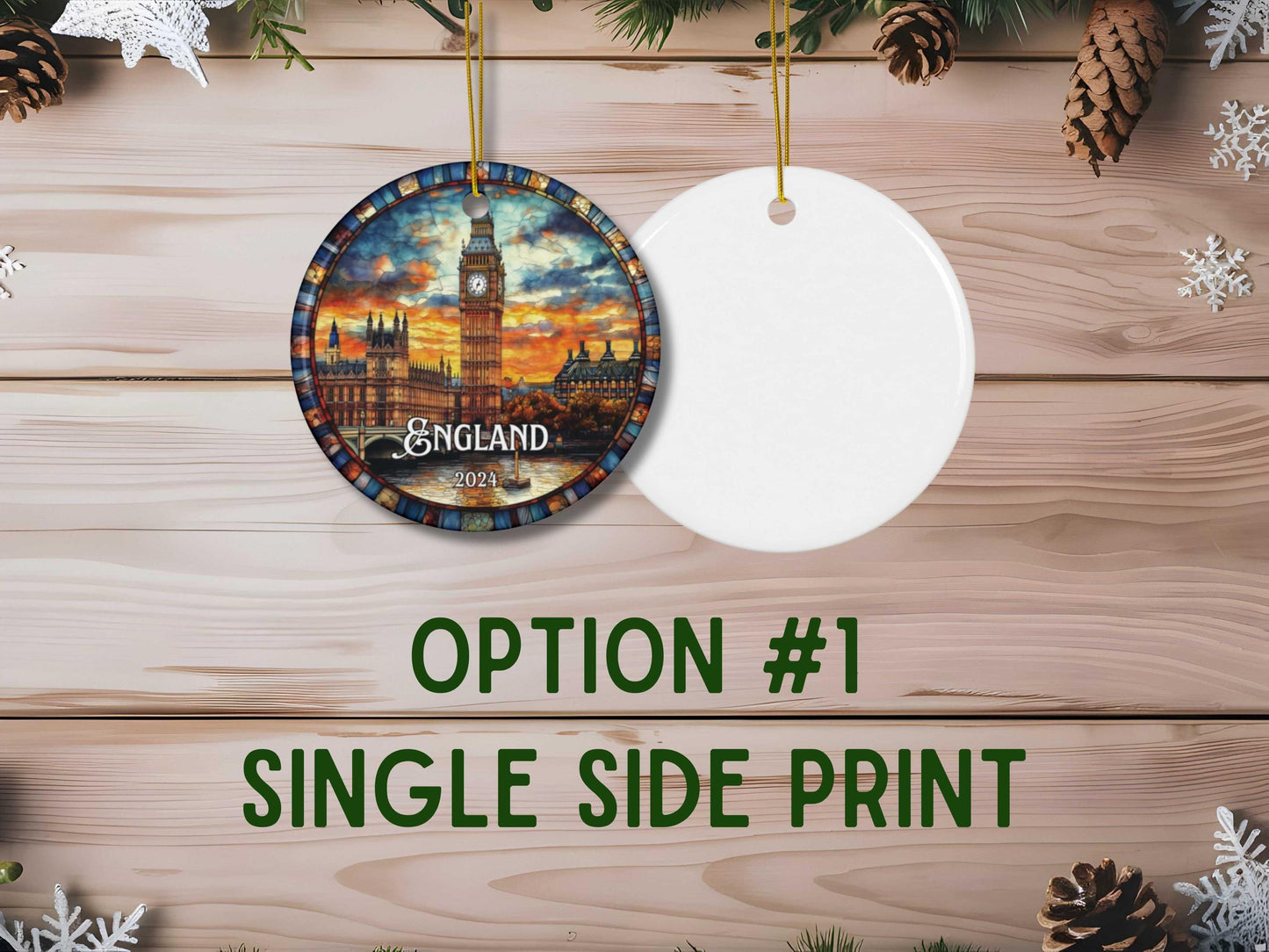 England Big Ben Stained Glass Style Ornament