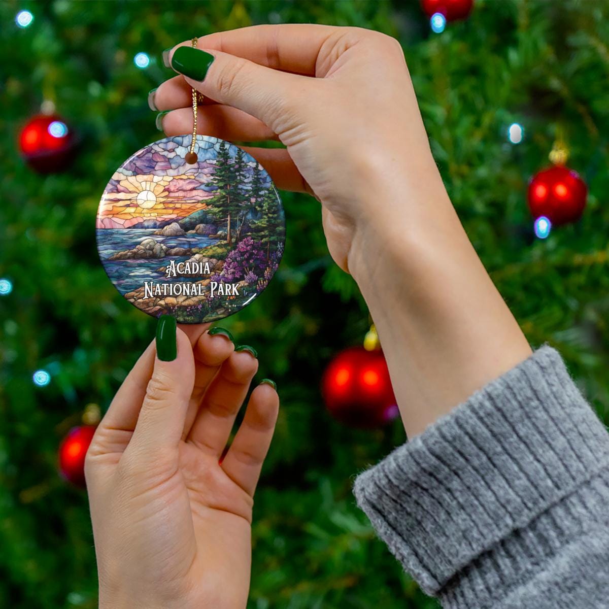 Acadia National Park Faux Stained Glass Ornament