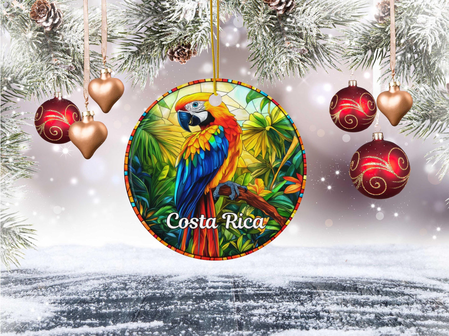 Costa Rica Faux Stained Glass Ornament