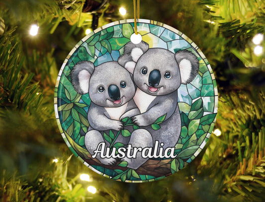 Australia Faux Stained Glass Style Ornament