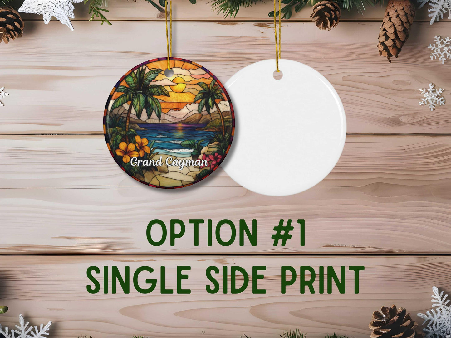 Grand Cayman Stained Glass Style Ornament