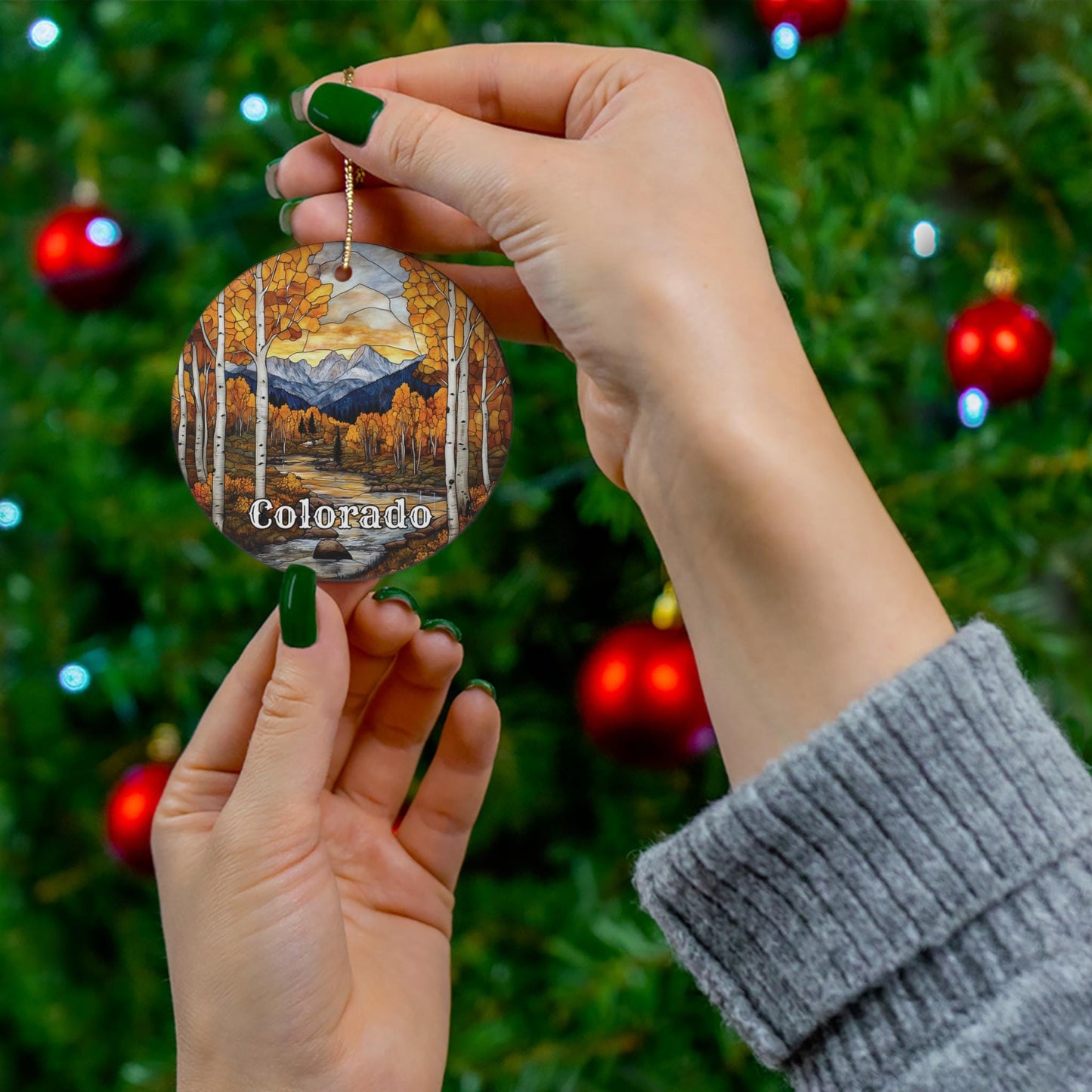 Colorado Faux Stained Glass Ornament