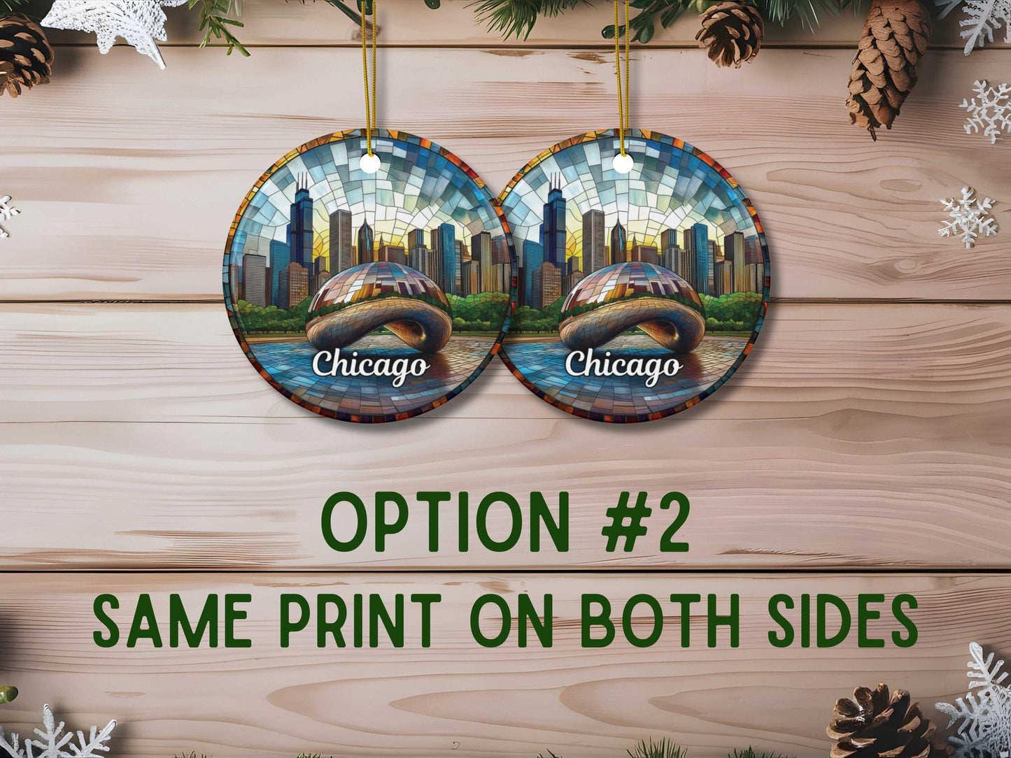 Chicago Stained Glass Style Ornament