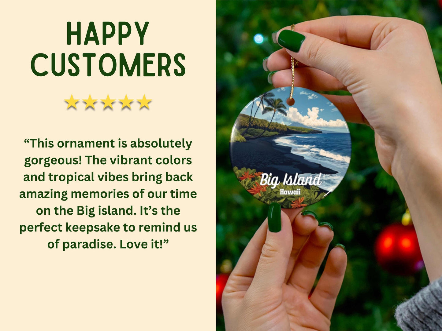 Big Island Hawaii Illustrated Ornament