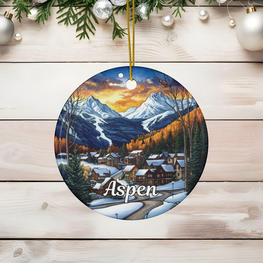 Aspen Colorado Ski Village Ceramic Ornament