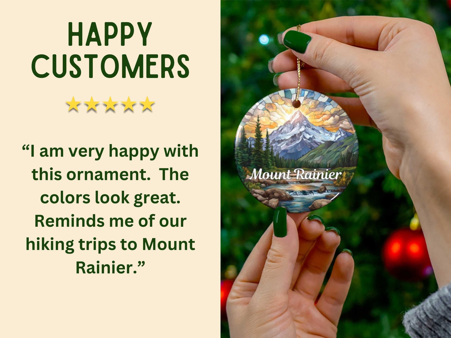 Mount Rainier Faux Stained Glass Ornament