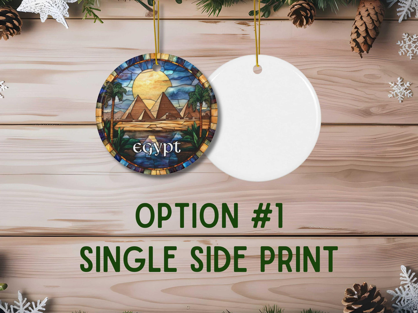 Pyramids of Giza Egypt Stained Glass Style Christmas Ornament
