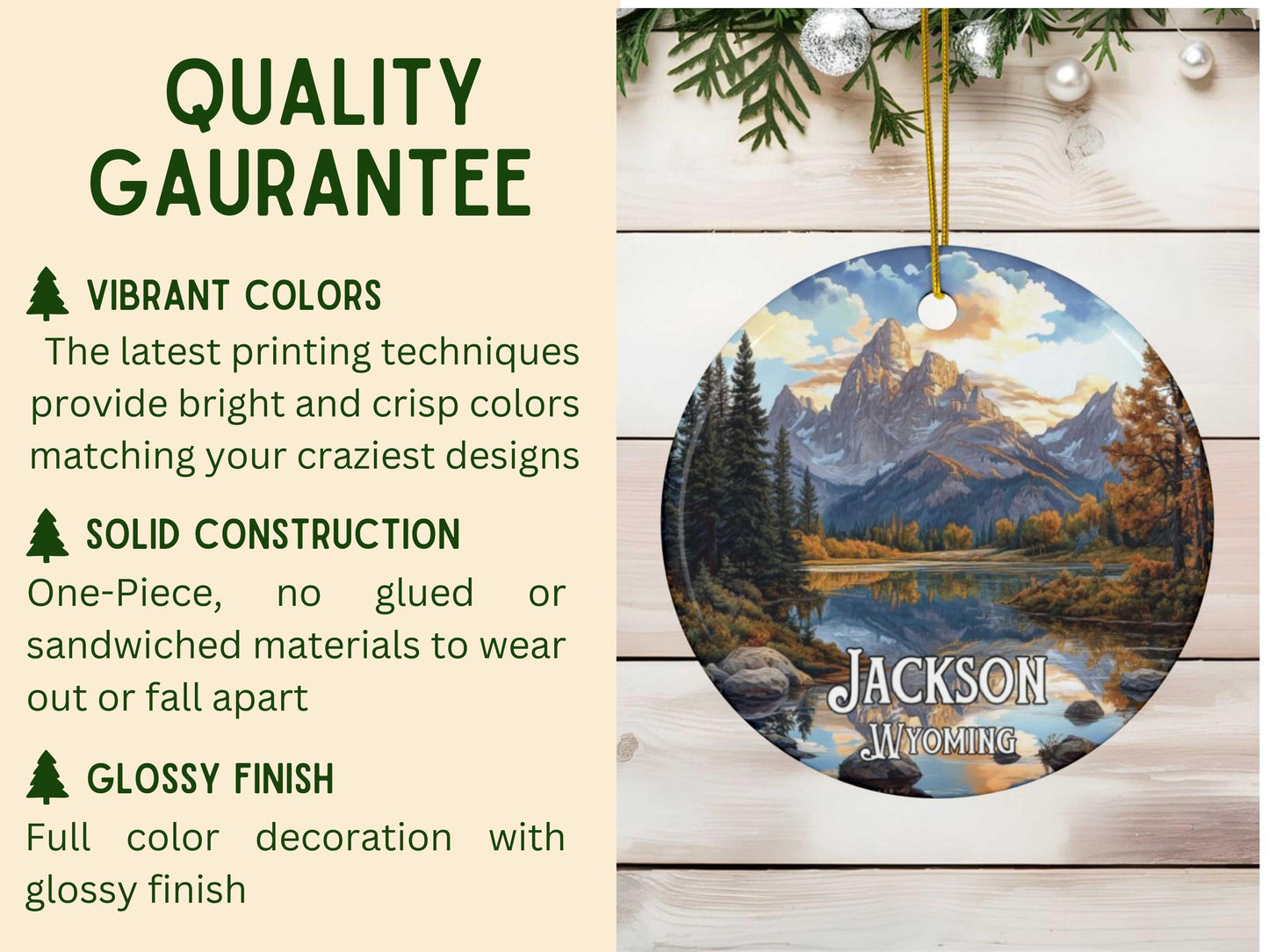 Jackson Wyoming Illustrated Christmas Ornament