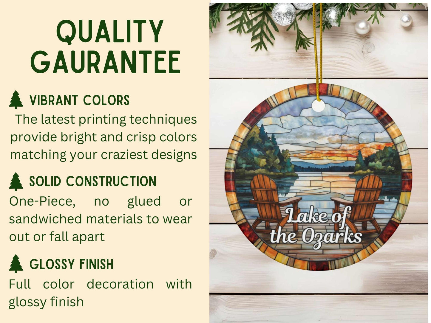 Lake of the Ozarks Faux Stained Glass Ornament