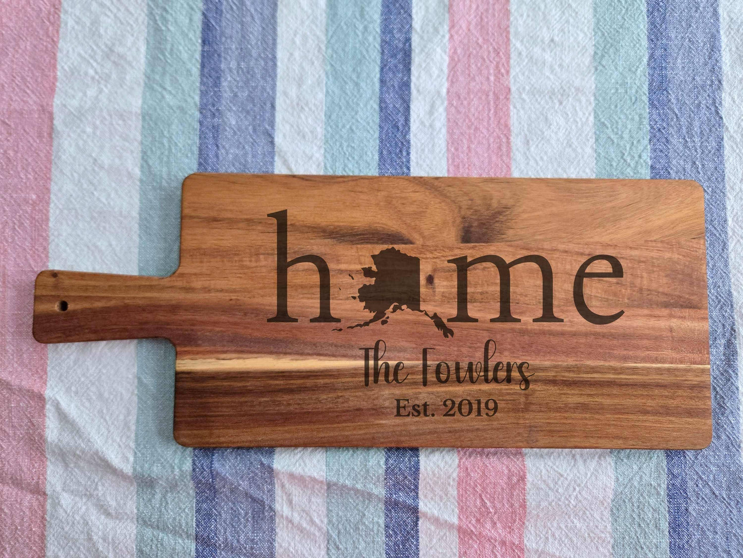 Personalized Alaska Home Charcuterie or Cutting Board