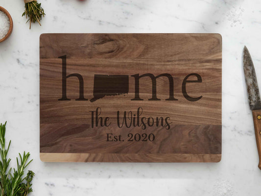 Connecticut Home Engraved Walnut Cutting Board