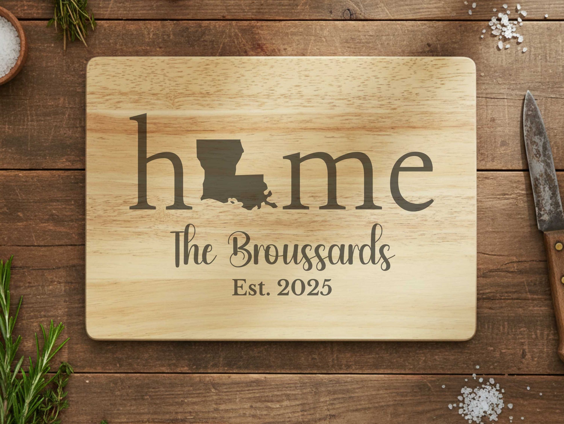 Engraved Louisiana State Cutting Board