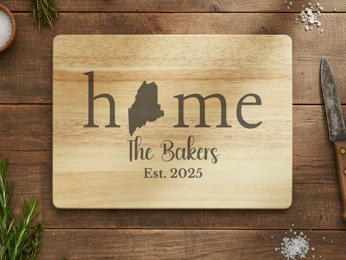 Engraved Maine Home Cutting Board