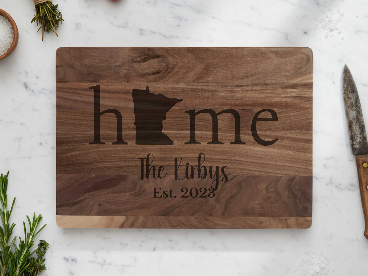 Engraved Minnesota Walnut Cutting Board
