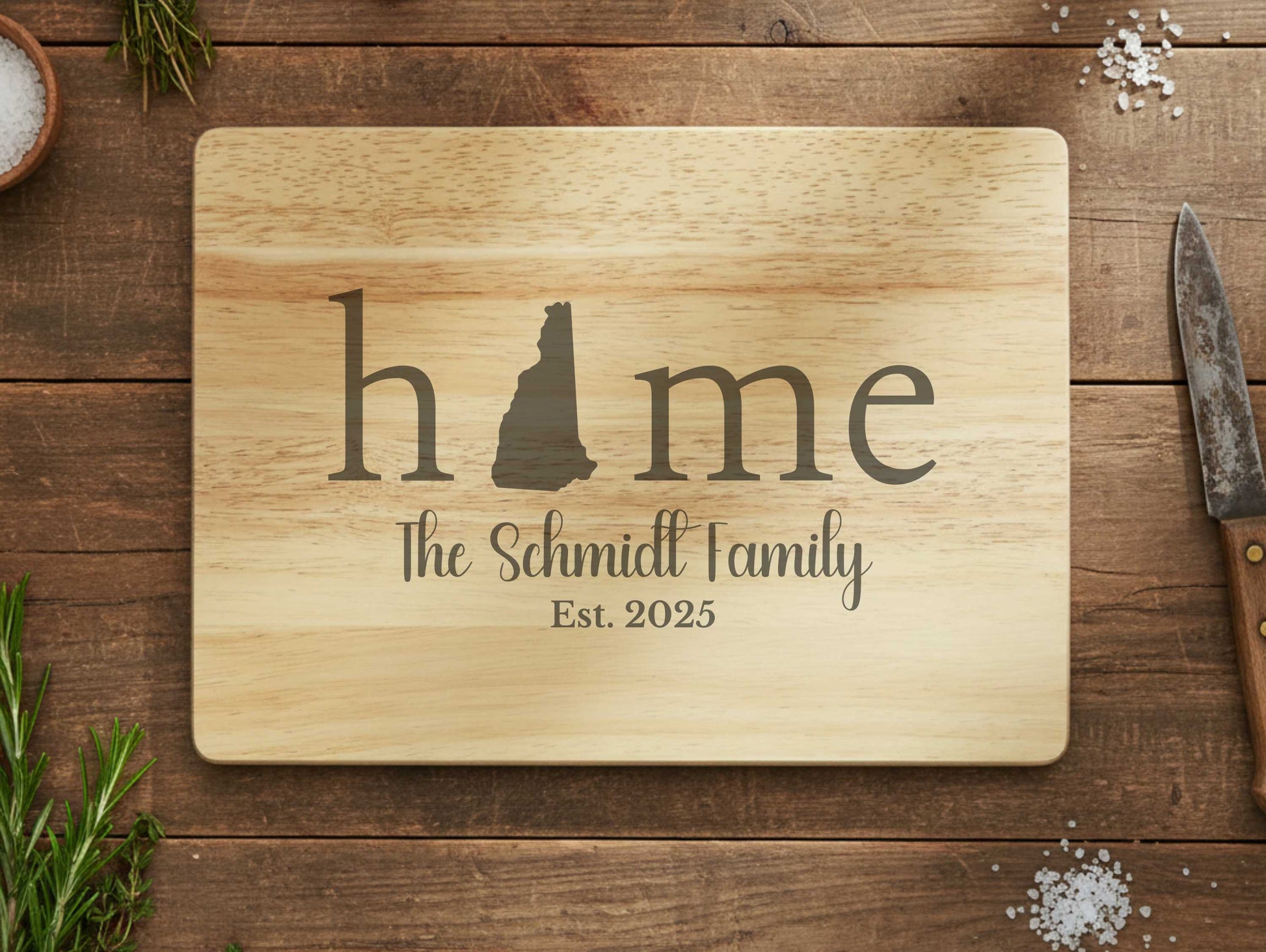 Engraved New Hampshire State Cutting Board
