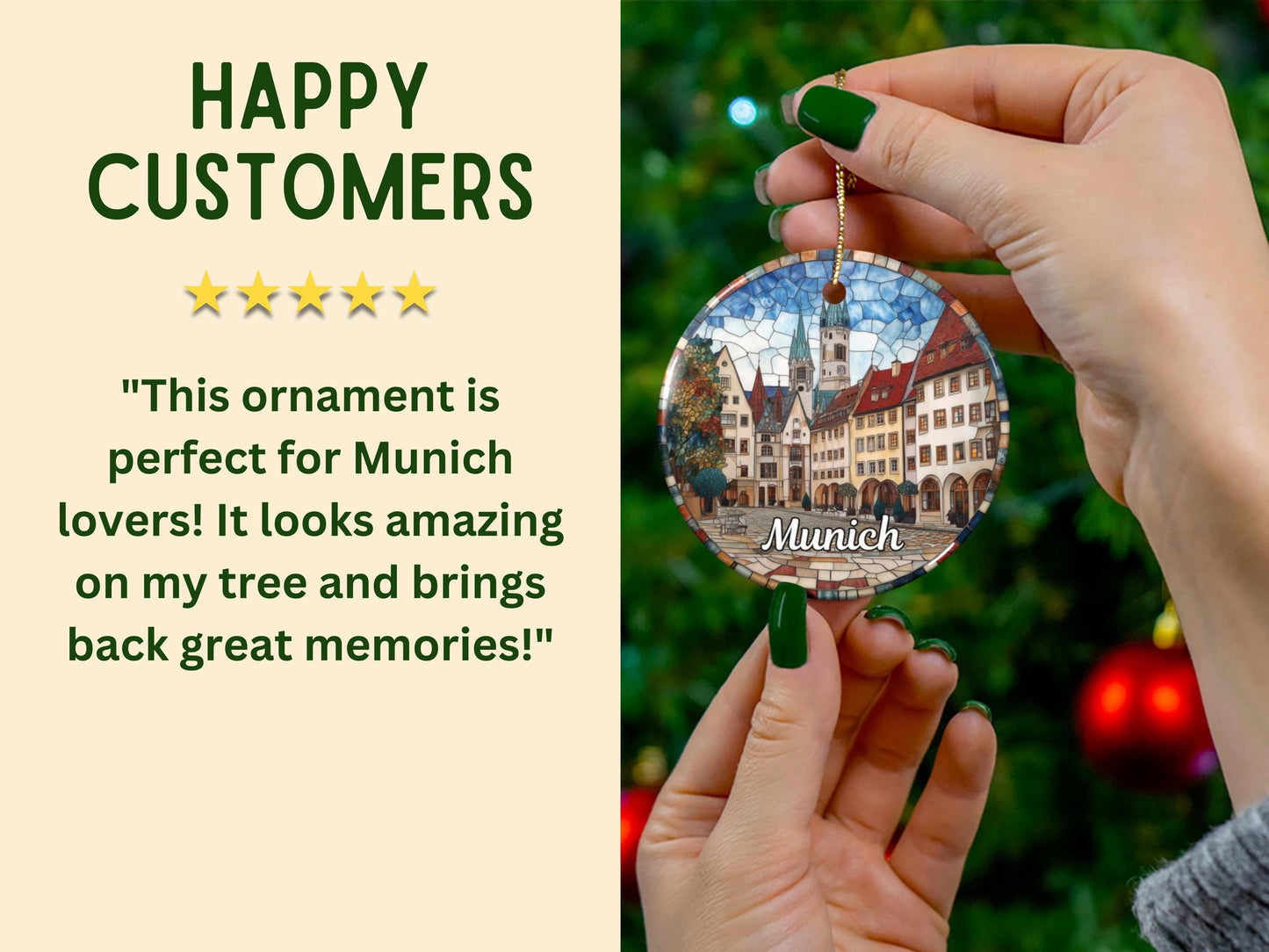 Munich Germany Stained Glass Style Ornament