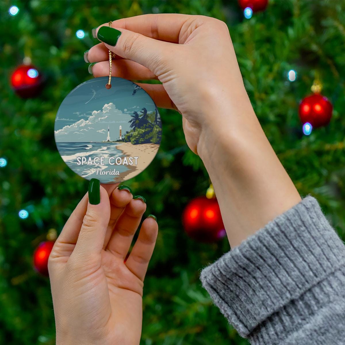 Space Coast Cape Canaveral Florida Christmas Ornament